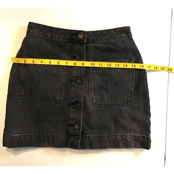 Black Denim Mini Skirt With Button Front & Pockets SIZE 25 - Picture 5 of 6